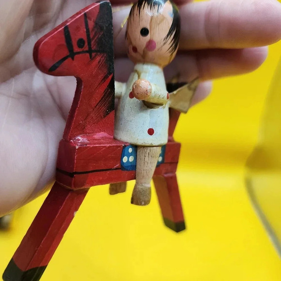 Vtg Wooden Ornaments Antique Cars Angel Horse Christmas Tree - Picture 6 of 7